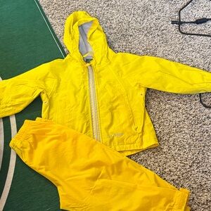 LL Bean Bright Yellow Rain Jacket and Pants Set, 2T/3T